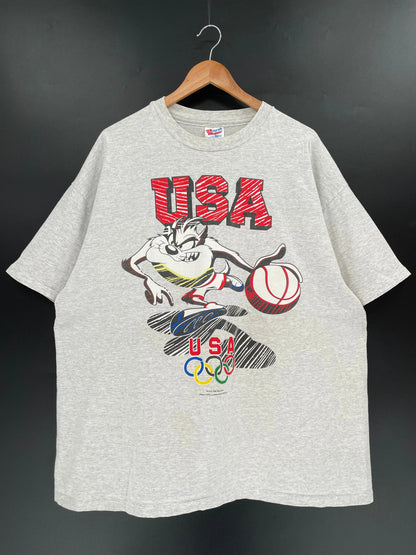 .1995 USA OLYMPICS LONNEY TUNES TAZ Size XXL Vintage T- Shirt / E2163T