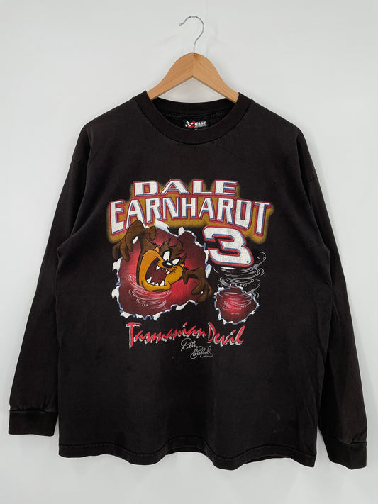 Vintage NASCAR DALE EARNHARDT x LOONEY TUNES TAZ  Size Approx.L Racing Long Sleeve T-Shirt / A6466