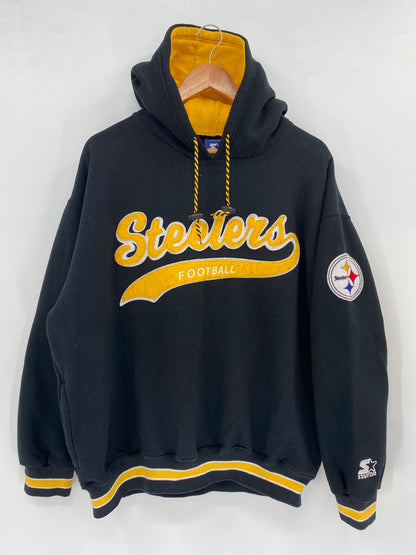 00’ STARTER STEELERS Size L Vintage NFL Hoodie Sweat-shirt / k1994