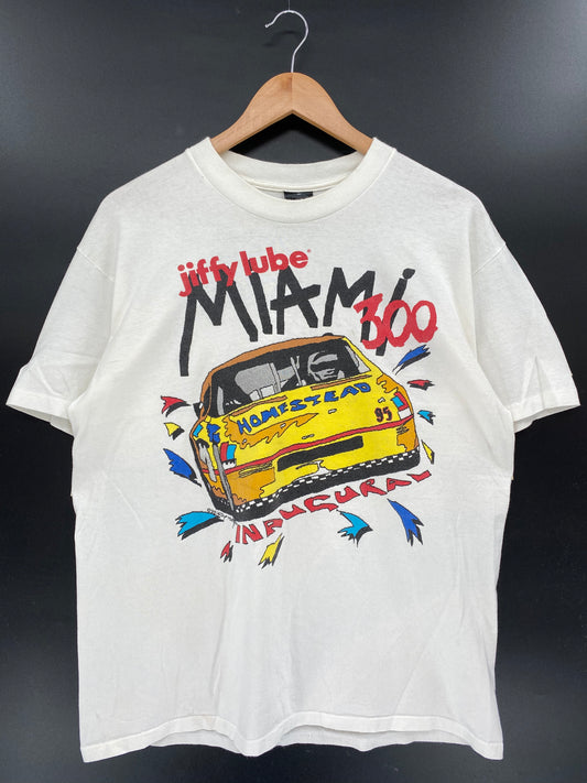 1995' JIFFY LUBE MIAMI300 Made in USA Size L Vintage Racing T-Shirt / K3744