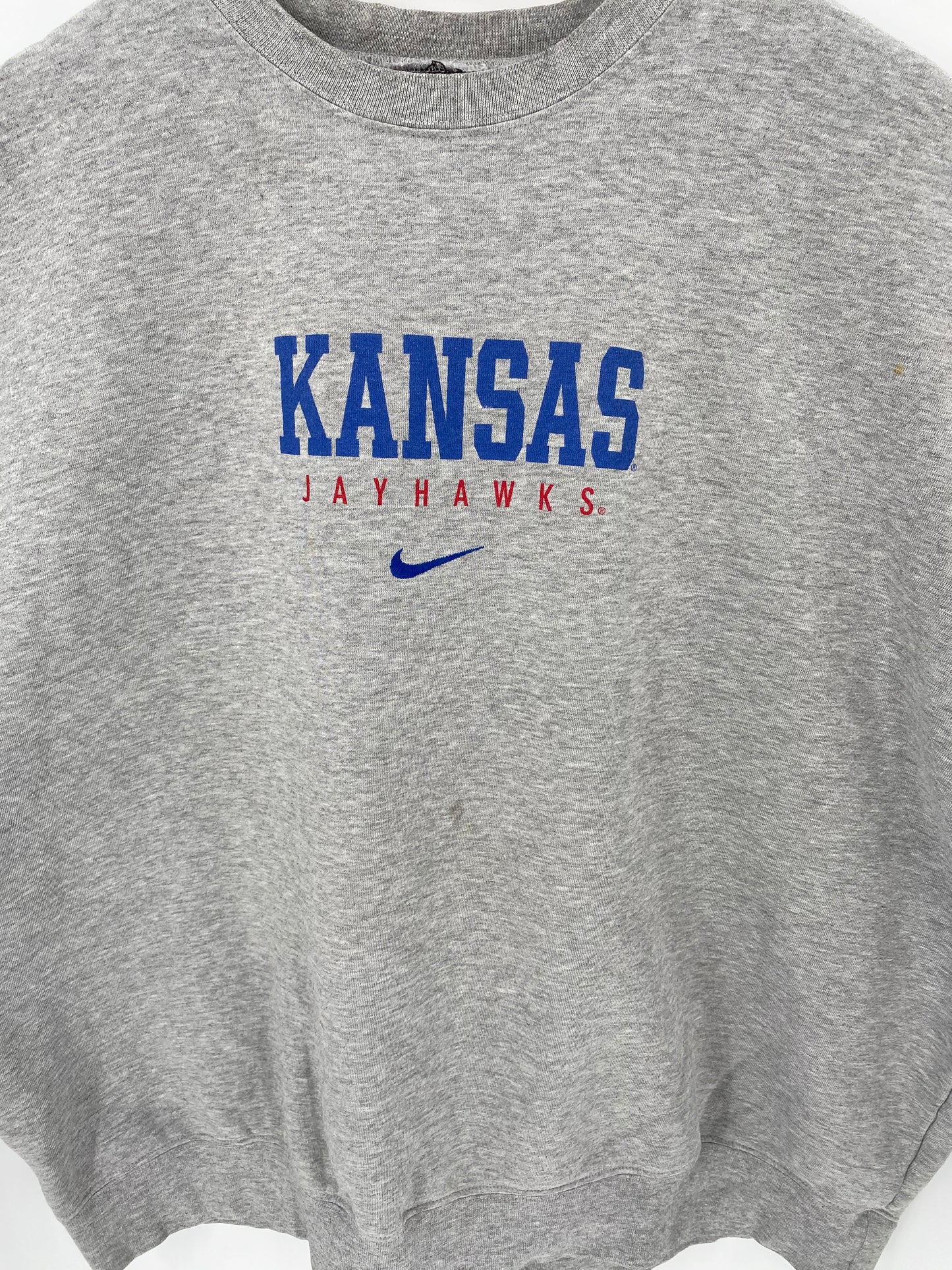 90's NIKE Kansas Jayhawks Size No Tag (Approx. XL) Vintage Sweat-shirt / 7236