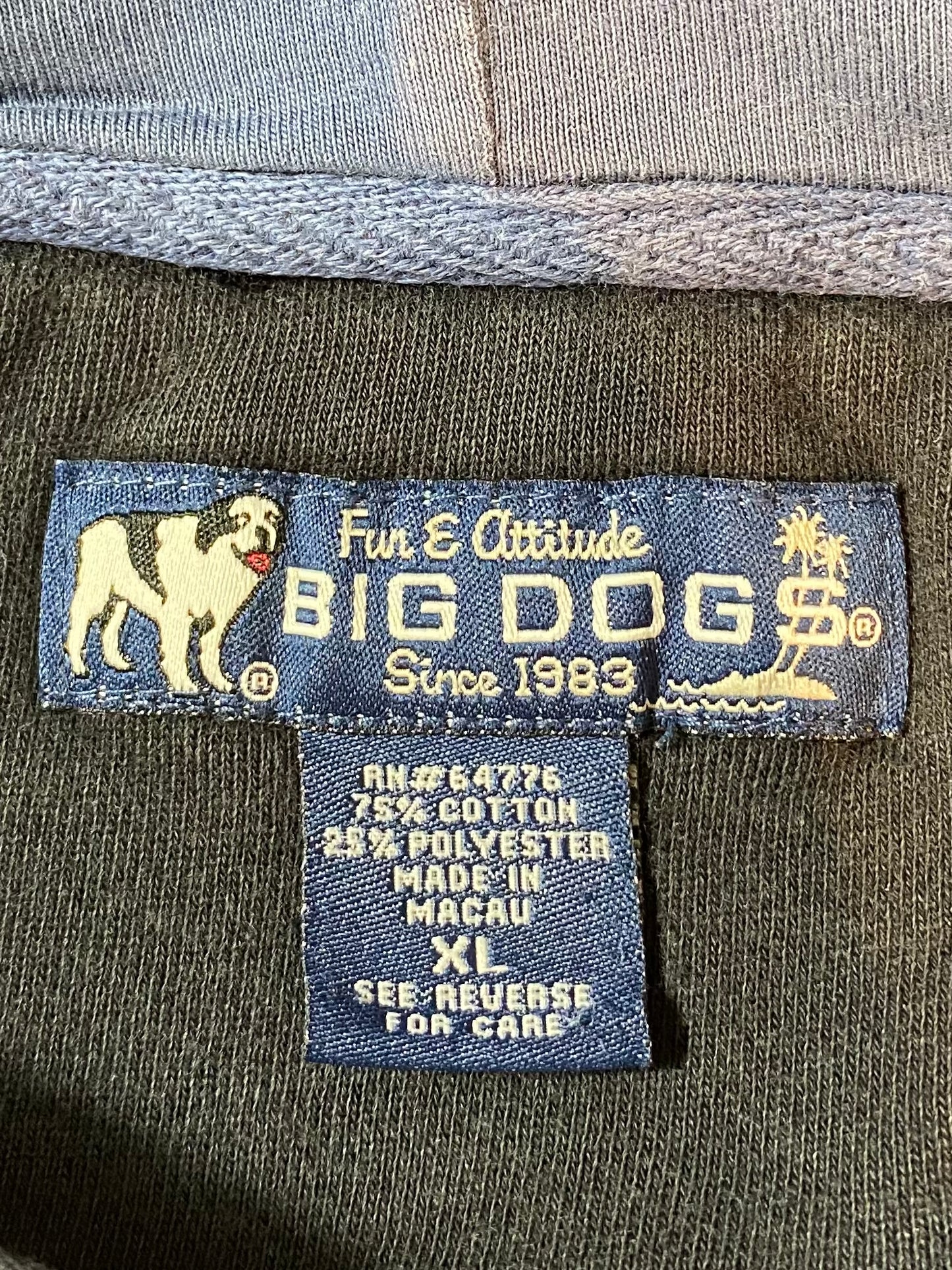 00' BIG DOGS Size XL Vintage Hoodie Sweat-Shirt / 9494