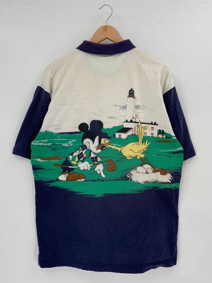 00' DISNEY MICKEY Size L Vintage Polo -Shirt / A3833