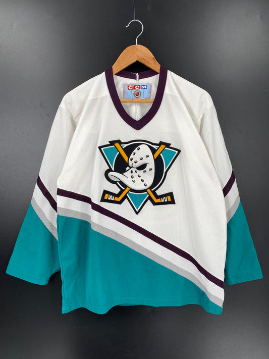 VINTAGE DISNEY MIGHTY DUCKS Size M NHL UNIFORM JERSEY / K2154