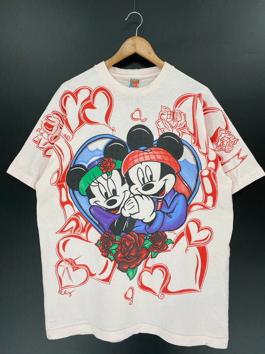 90’s DISNEY MICKEY & MINNIE Made in USA Size Approx.XL Vintage T-shirt / K400
