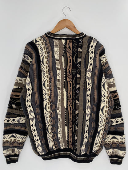 Vintage 3D Coogi-Style Size L Knit Sweater / 9642