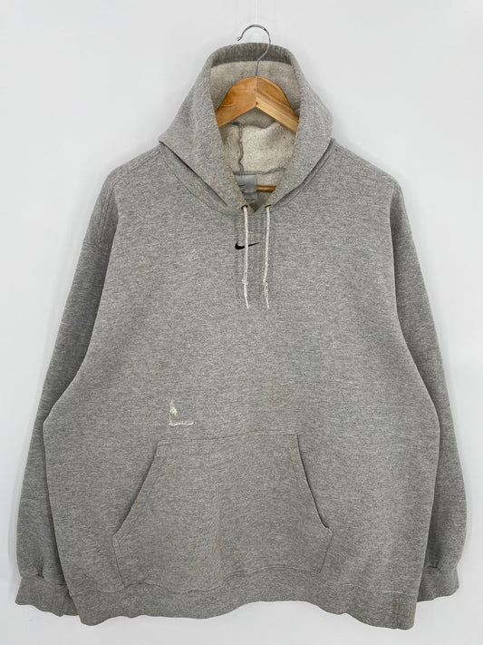 90’s NIKE Center Swoosh Size XXL Damaged Vintage Hoodie Sweat-shirt / 7053