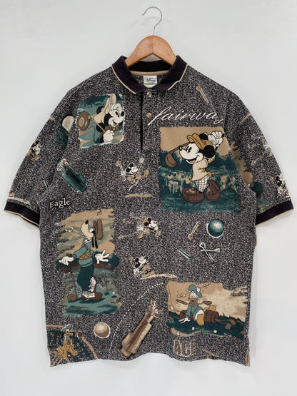 00' DISNEY MICKEY Size No tag (Approx.XL) Vintage Polo-Shirt / K2123