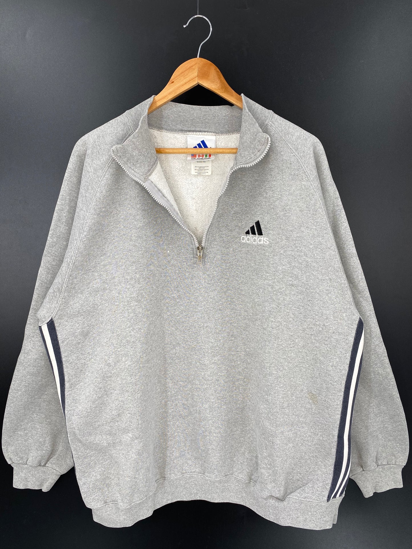 90’s ADIDAS MADE IN USA Size XL Vintage Half-zipSweat-shirt / K2541
