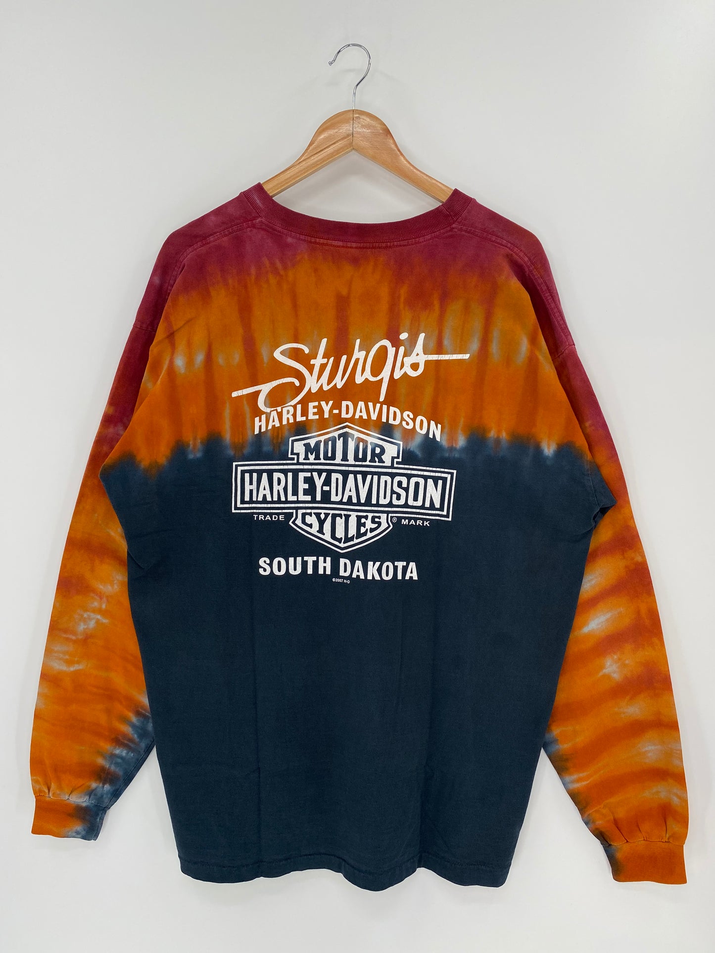 2008 Harley Davidson Tie-dye Made in USA Size XL Vintage Long Sleeve T-Shirt / K57