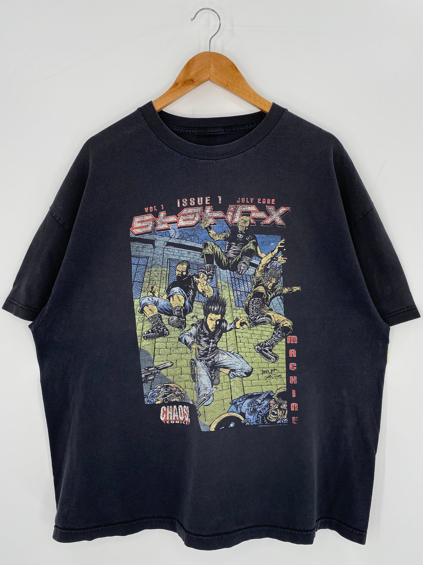 2002 CHAOS COMICS STATIC-X Size No Tag (Approx.XL) Vintage Music T-shirt / E560