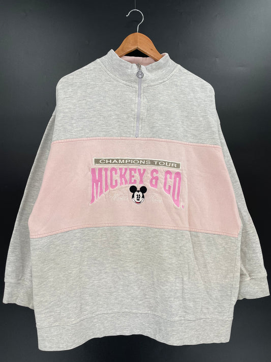 90’s DISNEY MICKEY CHAMPIONS TOUR  Size L Vintage Half-zip Sweat-Shirt  / K1364