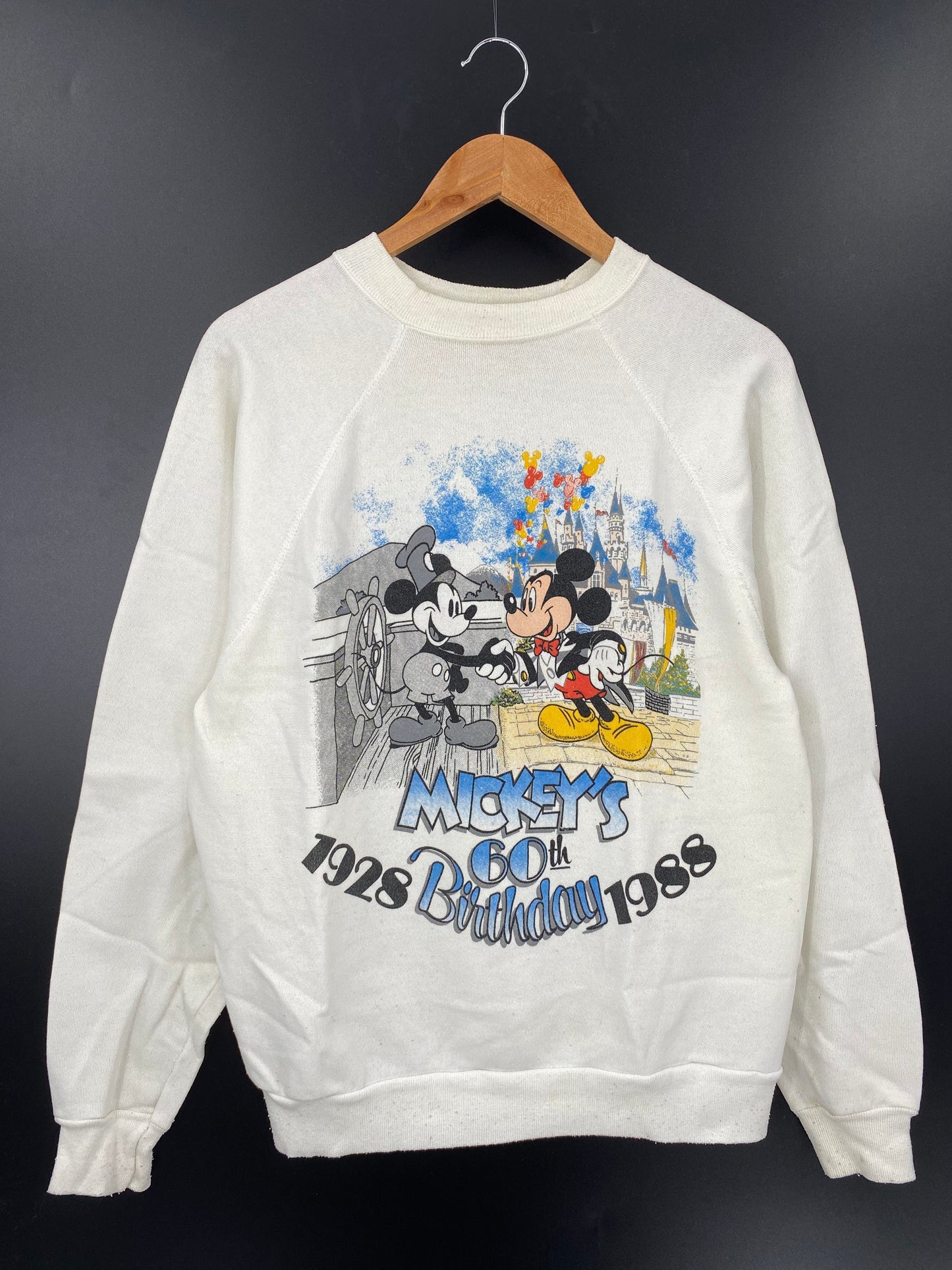 80’s MICKEY’S 60TH BIRTHDAY Made in USA Size L Vintage Sweat-shirt / E5724S