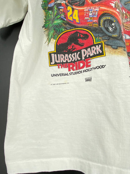 1997 JURASSIC PARK THE RIDE x DUPONT Size No Tag (Approx. L) Vintage Racing T-shirt / 9299