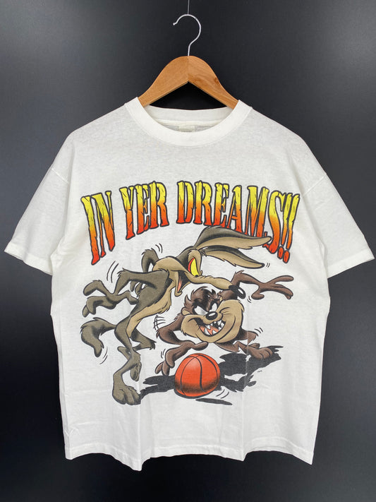90’s LOONEY TUNES TAZ x WILE E. COYOTE  Made in USA Size L T-Shirts / k1417