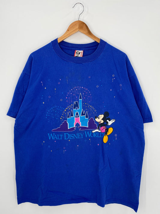 90's DISNEY MICKEY WORLD Made in USA Size Approx. XXL Vintage T-Shirt / E2651T