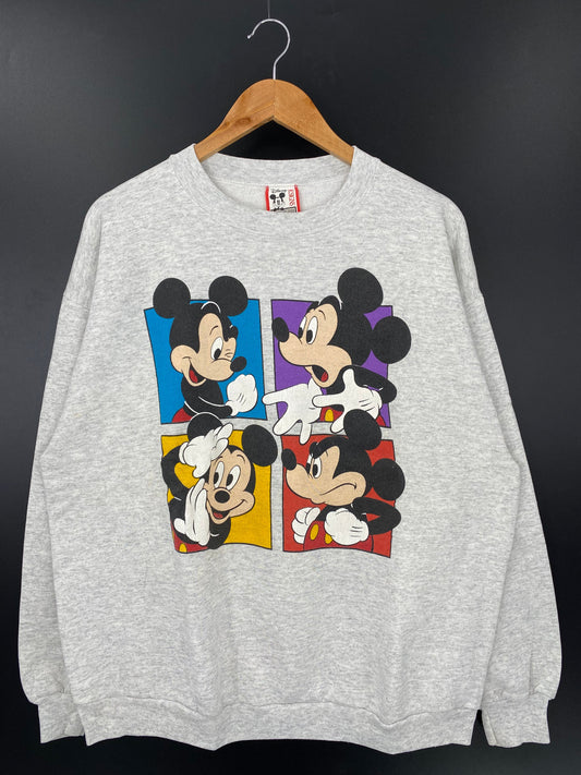 90’s DISNEY MICKEY Made in USA One Size(Approx.L-XL) Vintage Sweat-shirt / A4636