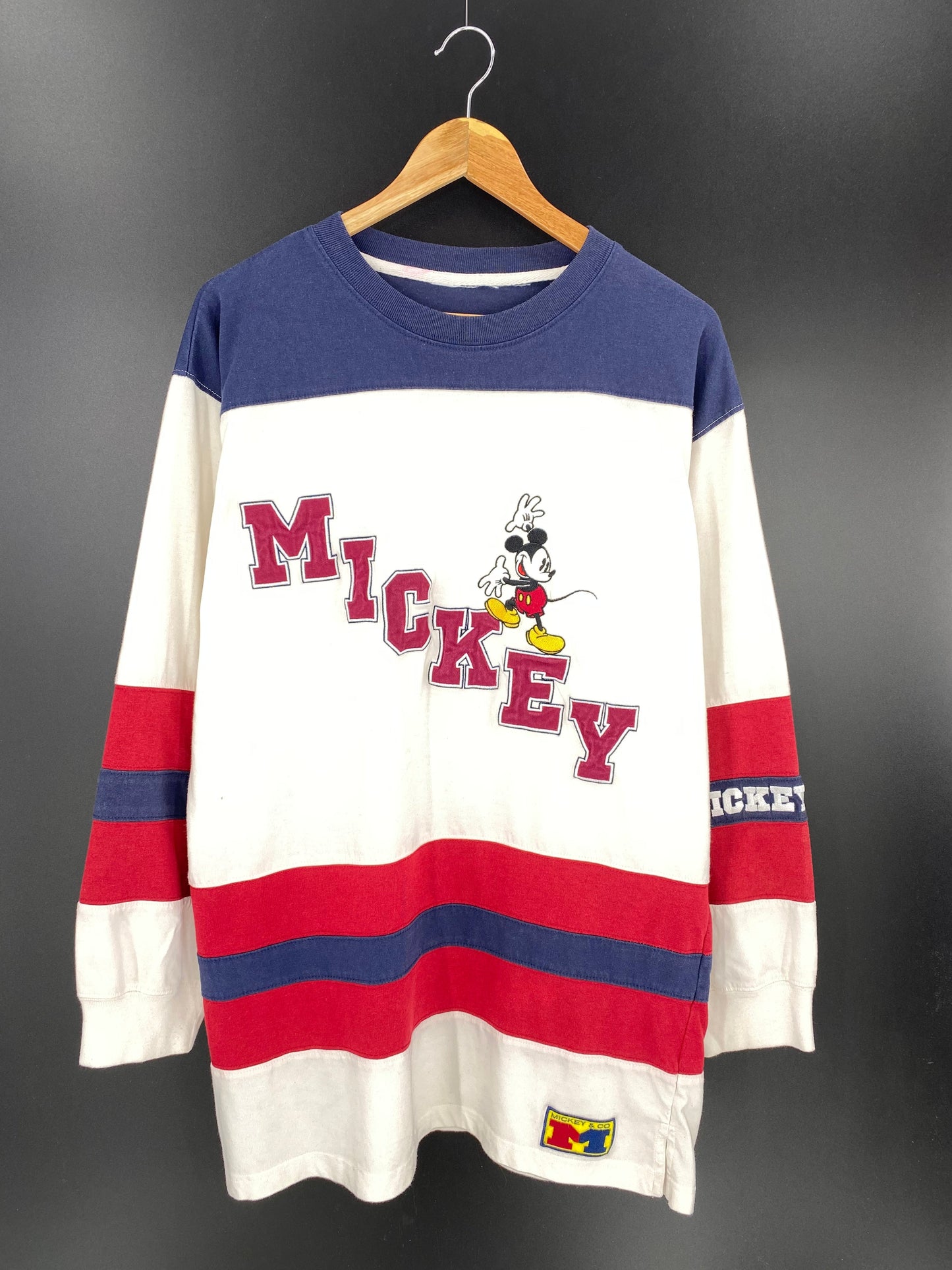 90's DISNEY MICKEY Size No Tag (Approx.XXL) Vintage Long Sleeve T-Shirt / K7063