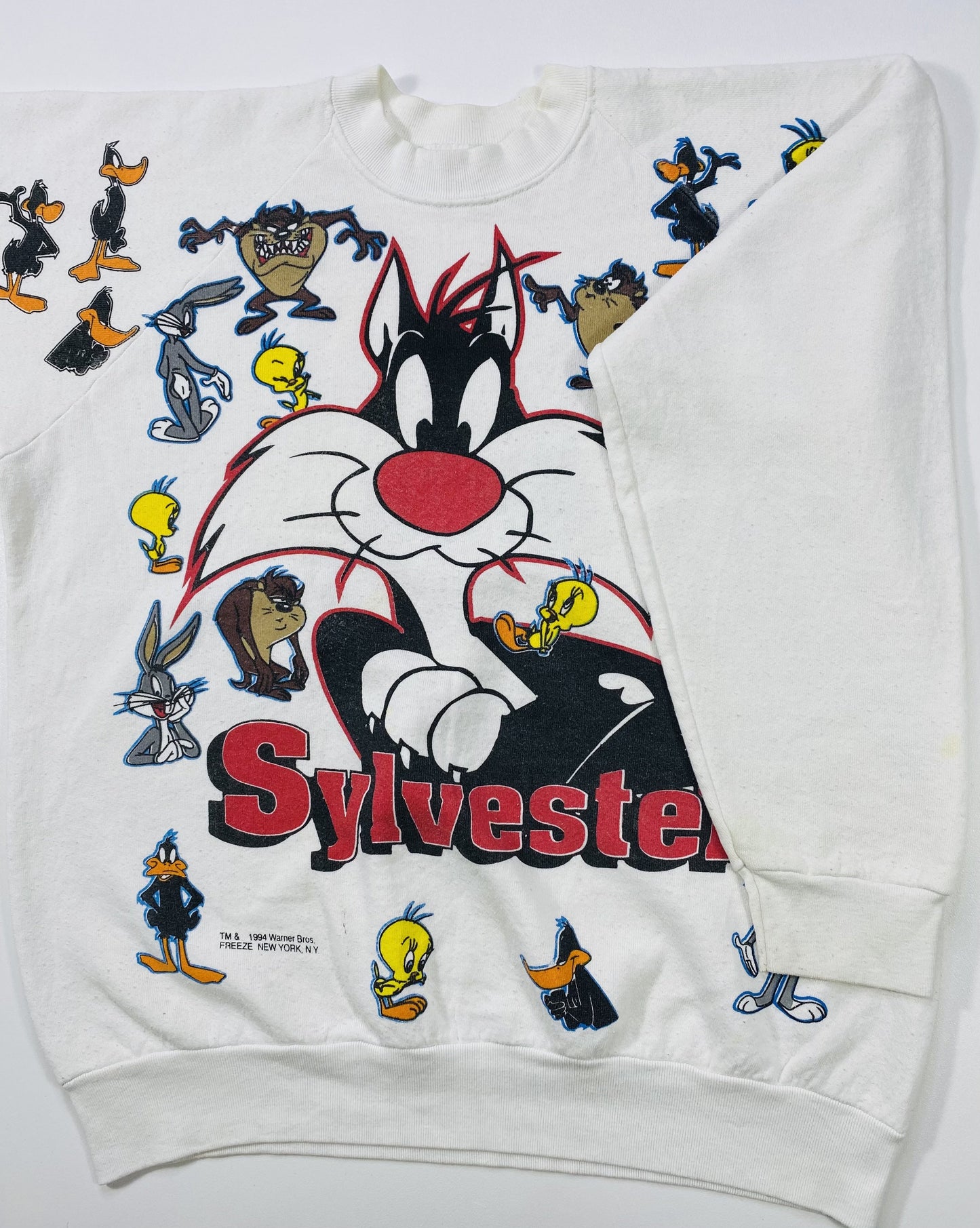 90’s LOONEY TUNES SYLVESTER Made in USA Size XL Vintage Sweat-shirt / K5520