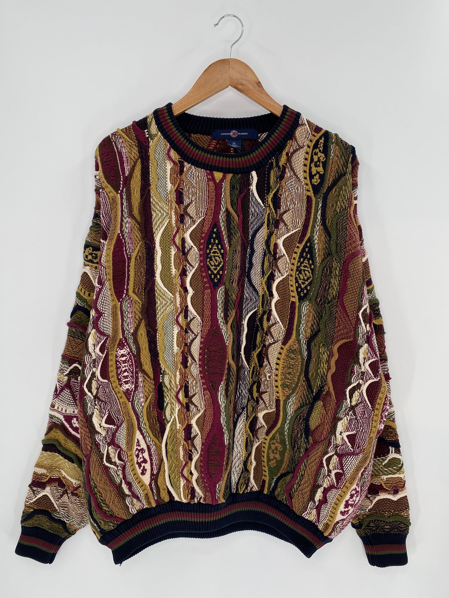 Vintage 3D Coogi-Style Size XXXL Knit Sweater / 9506