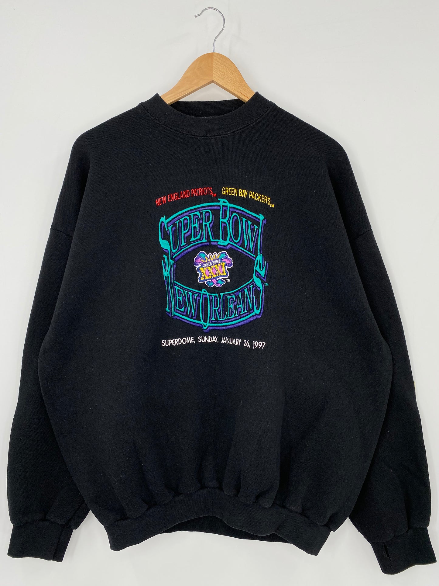 1997' SUPER BOWL NEW ORLIEANS Made in USA Size XL Vintage NFL Sweat shirt / K3096