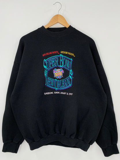 1997' SUPER BOWL NEW ORLIEANS Made in USA Size XL Vintage NFL Sweat shirt / K3096