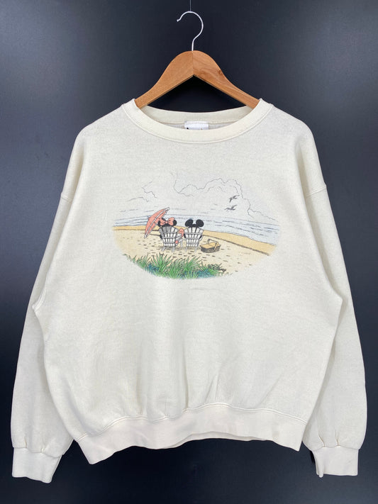 00' DISNEY MICKEY x MINNIE Size No tag (Approx.XL) Vintage Sweat-shirt / k2163