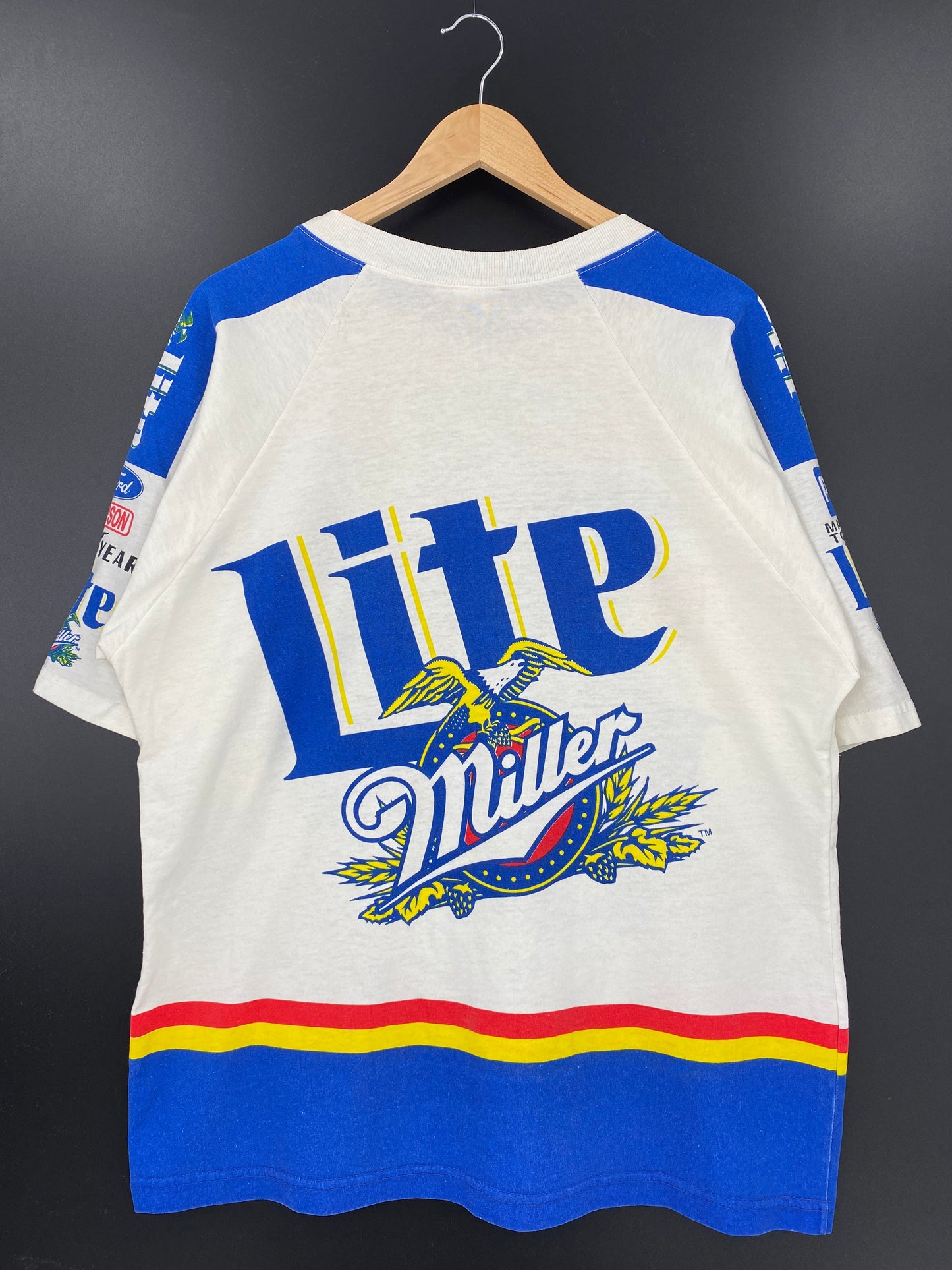 90’s MILLER LITE RACING MADE IN USA Size L Vintage Racing T-Shirt / A3336