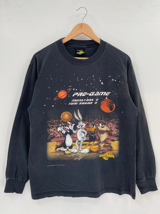 1996 LOONEY TUNES SPACE JAM Approx. Size XL Vintage Long Sleeve T-Shirt / K2230