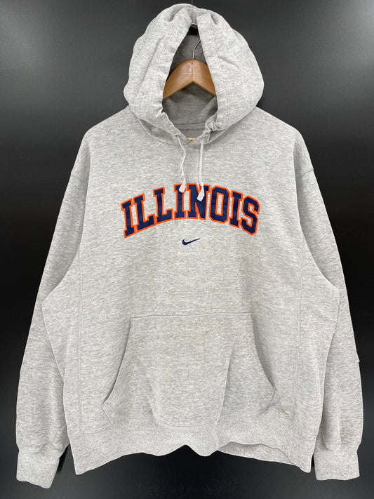 Vintage NIKE ILLINOIS Size XL Vintage Hoodie Sweat-Shirt / K3783