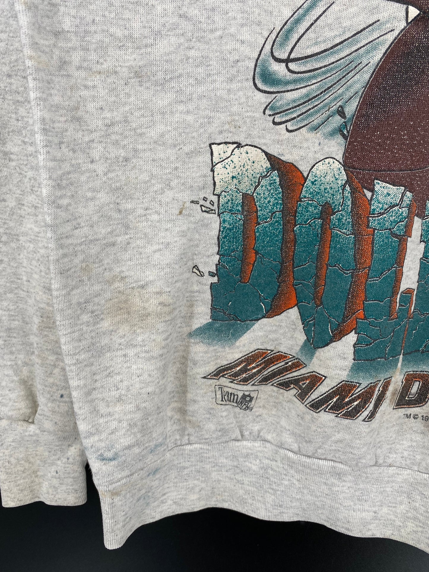 1994 MAIAMI DOLPHINS x LOONEY TUNES TAZ Made in USA Size XL Vintage Sweat-shirt / A2056