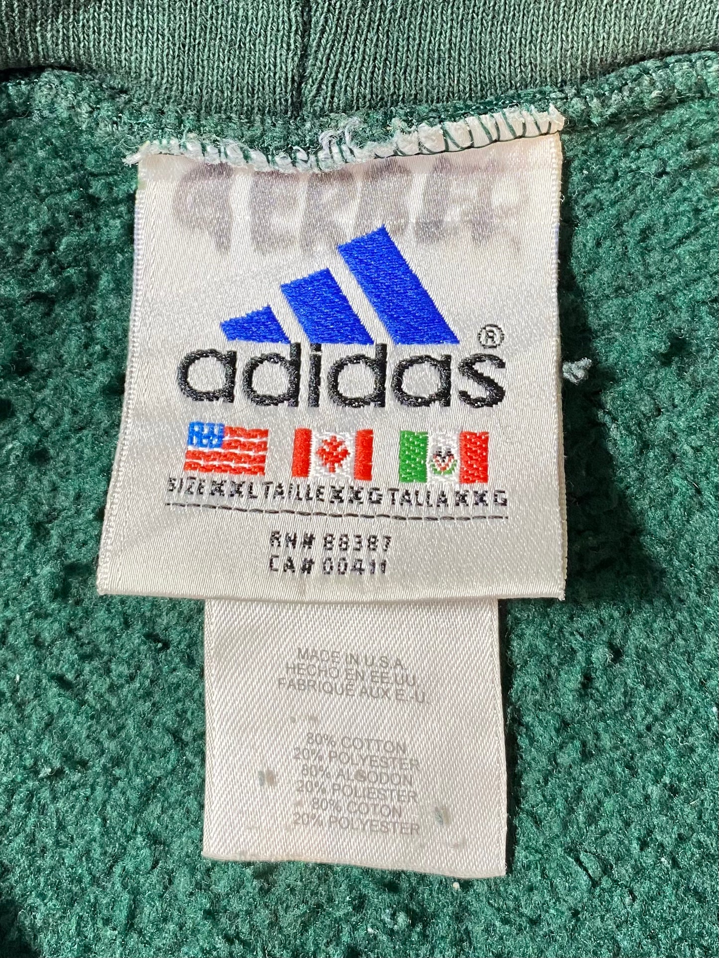 90’s ADIDAS Made in USA Size XXL Vintage Hoodie Sweat-shirt / 8698