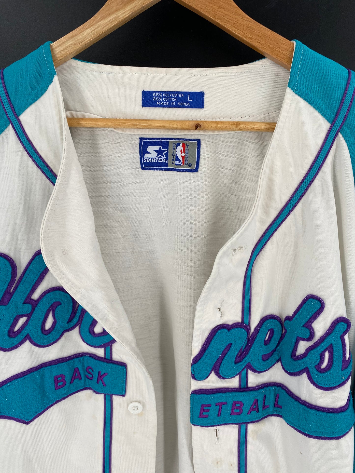 90's STARTER Charlotte Hornets Size L Vintage NBA T-Shirt / 7920