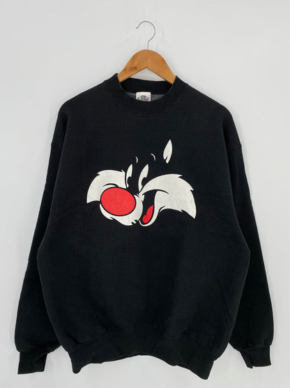 90’s LOONEY TUNES SYLVESTER CAT Made in USA Size L Vintage Sweat-shirt / A708
