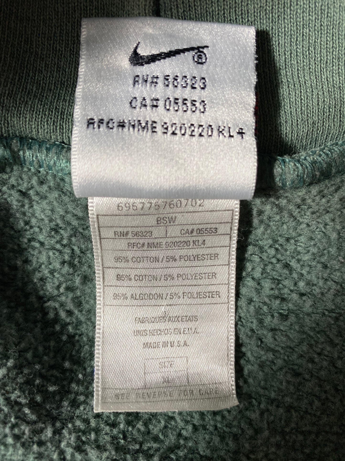 90's NIKE CENTER SWOOSH Made in USA Size XL Vintage Hoodie Sweat-Shirts / K3693