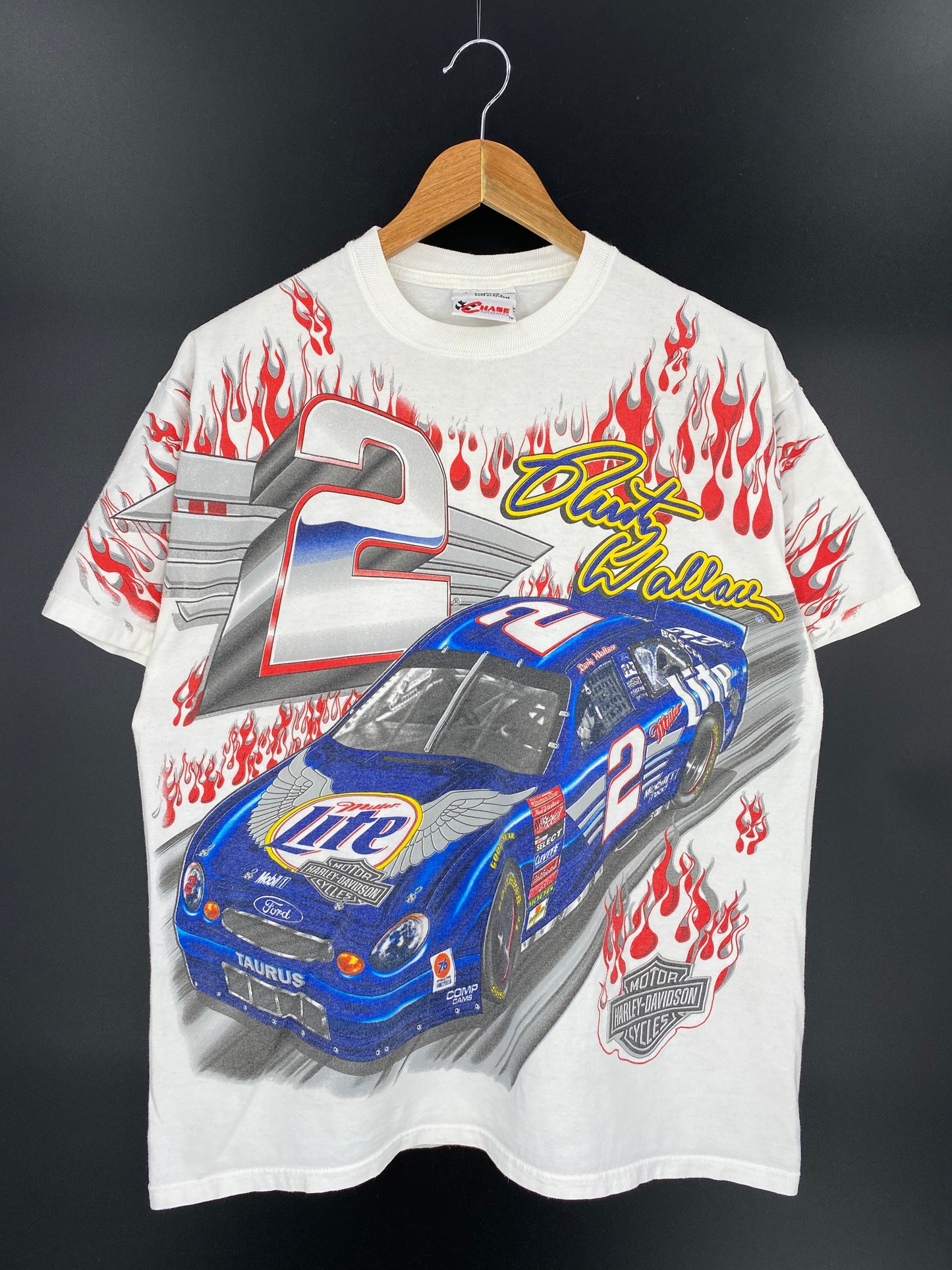 1999 HARLEY DAVIDSON x Miller Light Made in USA Size M Vintage Racing T-Shirt / 8225