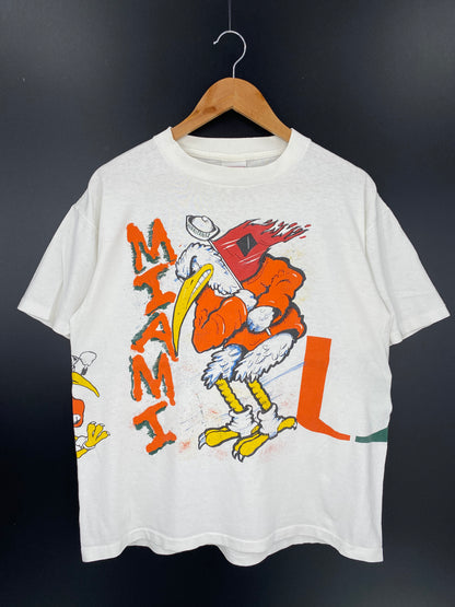 90’s Miami Hurricanes football Made in USA Size L Vintage T-Shirt / K941