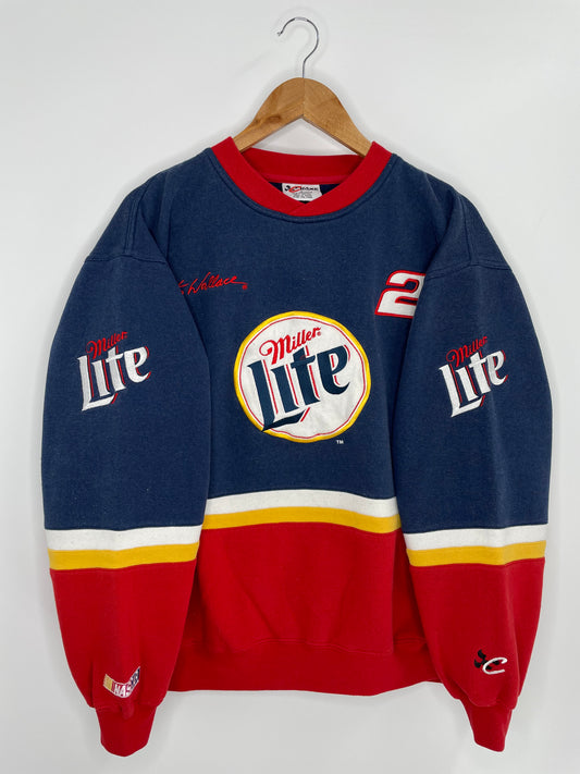 90’s MILLER LITE RUSTY WALLACE Size L Vintage Racing Sweat-shirt / k437