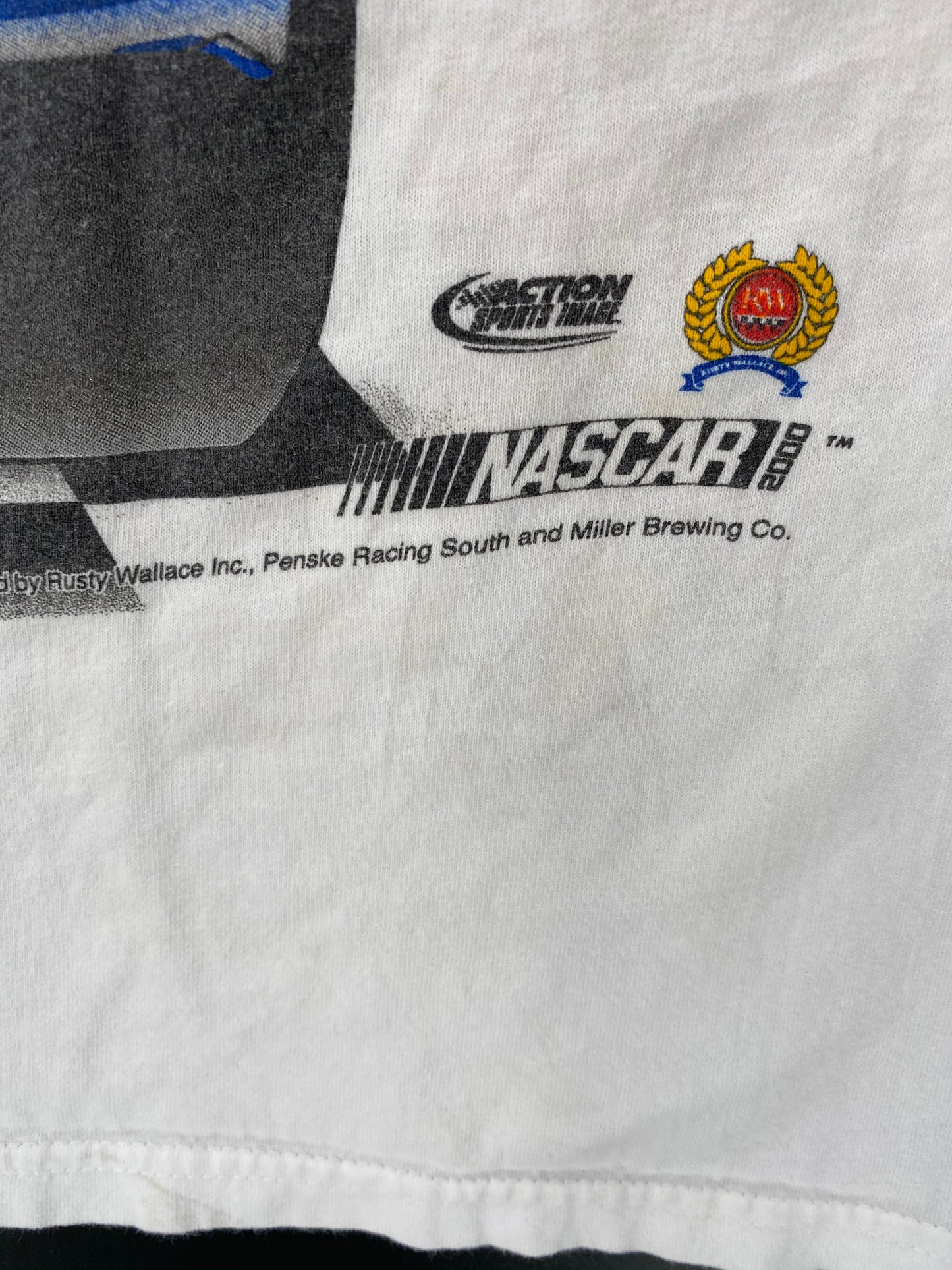 2000 HARLEY DAVIDSON x Miller Light RUSTY WALLACE Size L Vintage Racing T-shirt / 8571