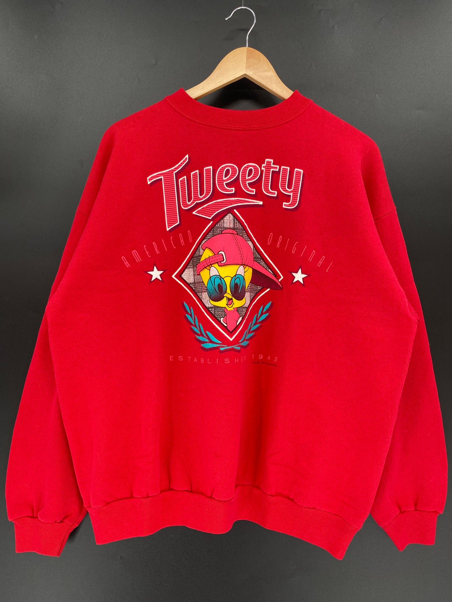 1997' LOONEY TUNES TWEETY Made in USA Size XL Vintage Sweat-Shirt / K1465