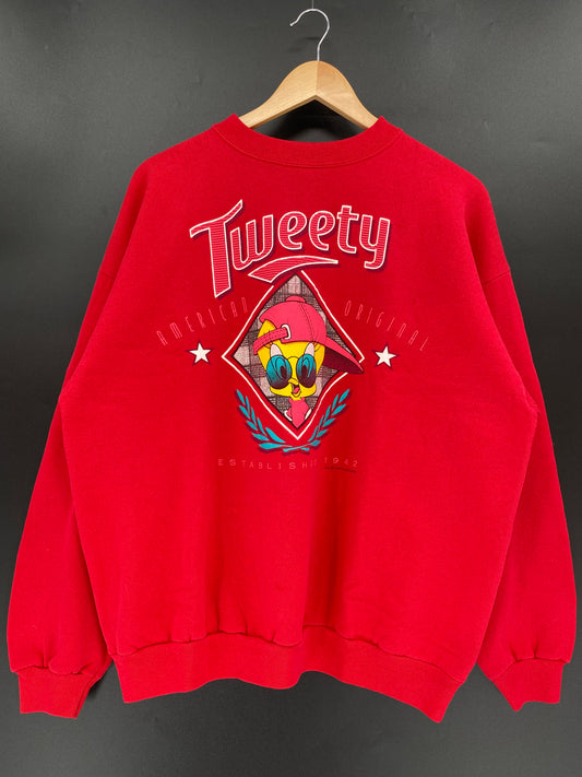 1997' LOONEY TUNES TWEETY Made in USA Size XL Vintage Sweat-Shirt / K1465