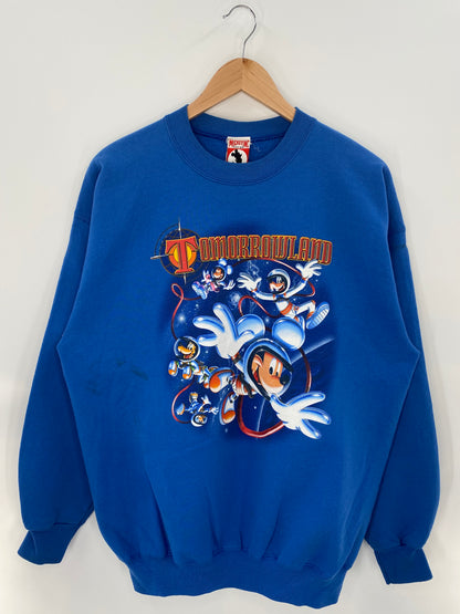 90's DISNEY TOMORROWLAND Made in USA Size No Tag (Approx.XL) Vintage Sweat-shirt / K2917