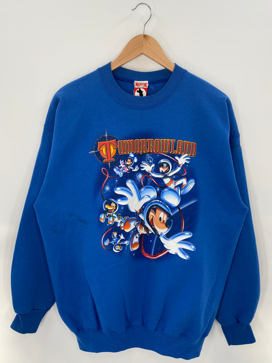 90's DISNEY TOMORROWLAND Made in USA Size No Tag (Approx.XL) Vintage Sweat-shirt / K2917