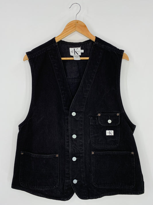 90’s CALVIN KLEIN JEANS Size XL Vintage Denim Vest / 9735
