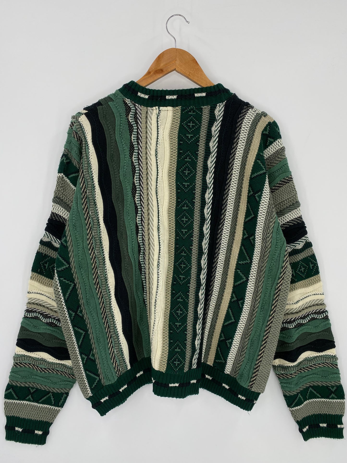 Vintage 3D Coogi-Style Made in USA SizeXL Knit Sweater / 9822