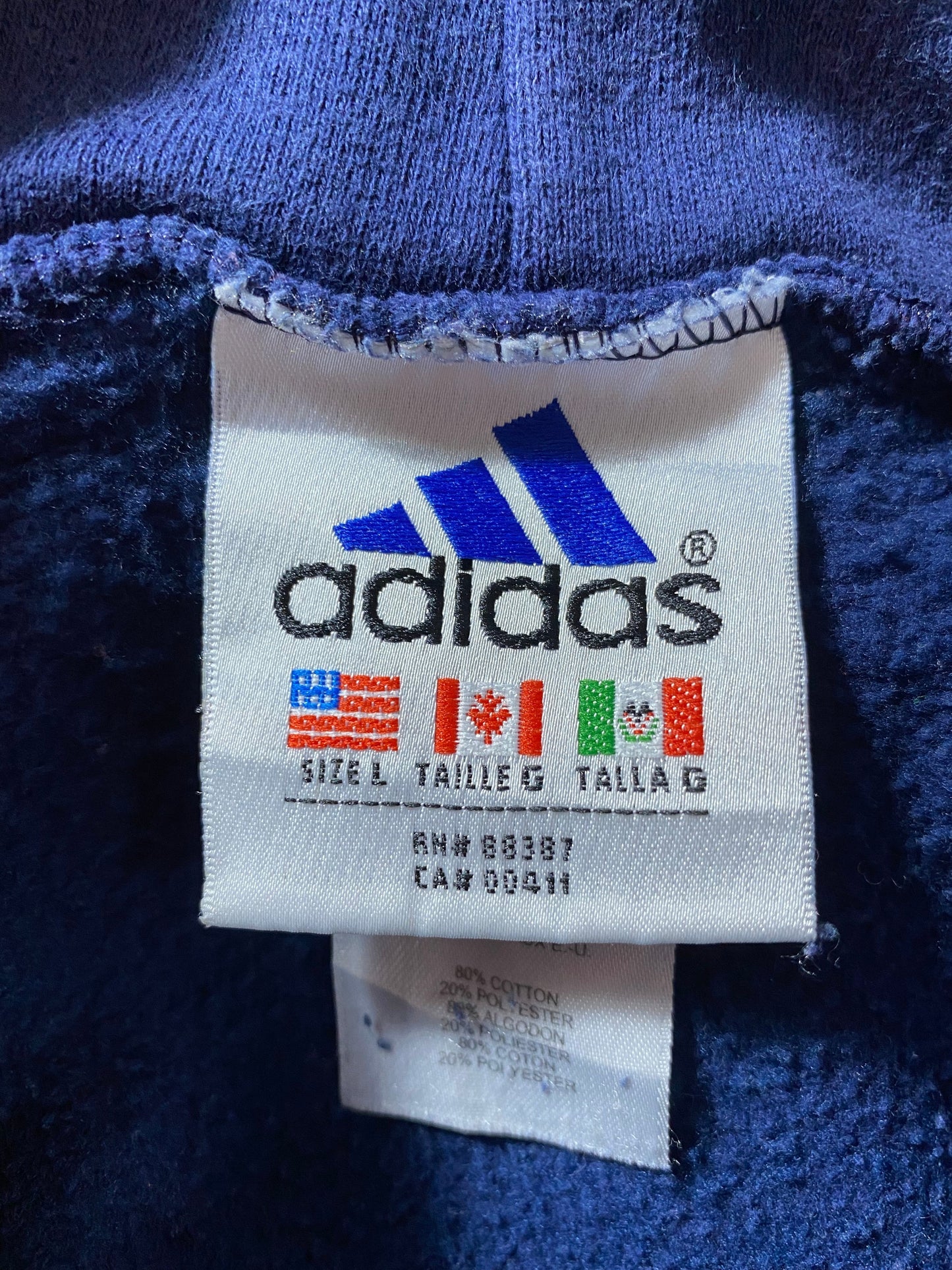 90's ADIDAS Made in USA Size L Hoodie Sweat-Shirt / A5615