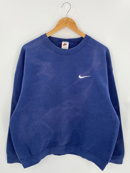 90’s NIKE Mini Swoosh Faded Made in USA Size L Vintage Sweat-shirt / 6865