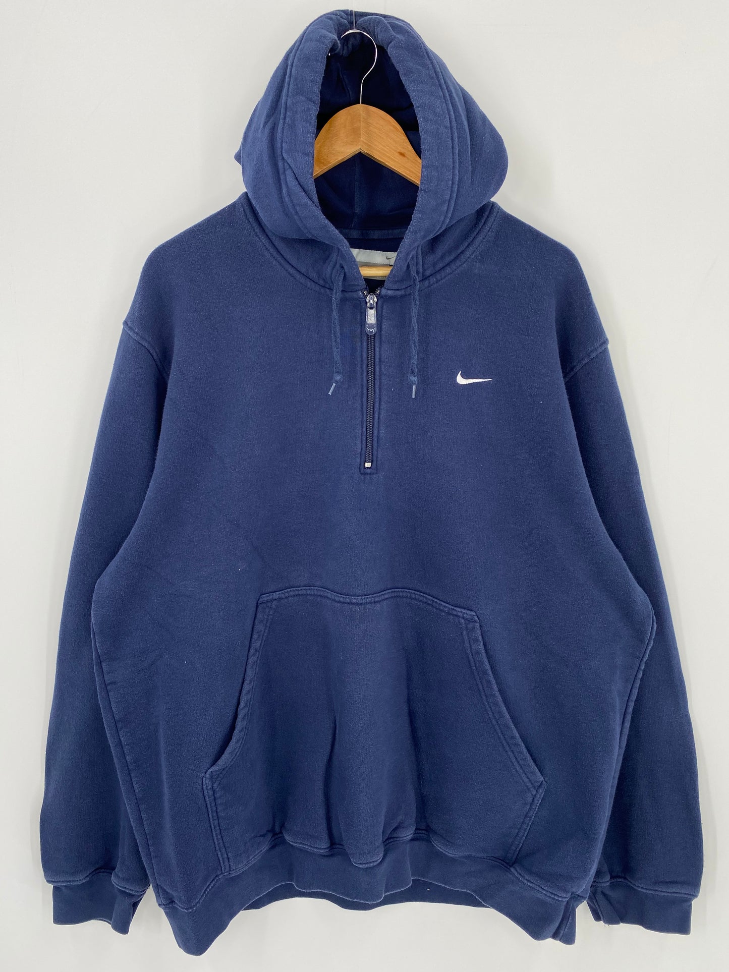 00' NIKE MINI SWOOSH Size L Vintage Hoodie Half-zip Sweat-Shirt / K862