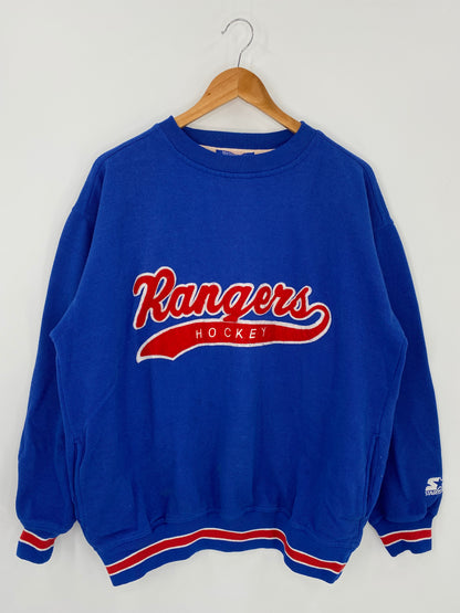 90's Starter Rangers Size XL Vintage NFL Sweat-Shirt / K1235