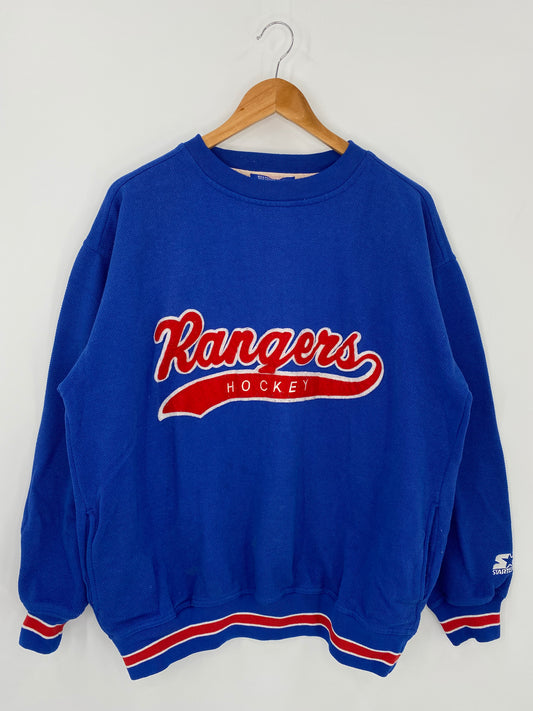 90's Starter Rangers Size XL Vintage NFL Sweat-Shirt / K1235